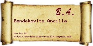 Bendekovits Ancilla névjegykártya
